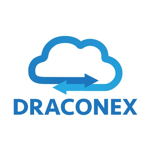 Arrow down logo with the title 'Simple 2-color cloud logo'