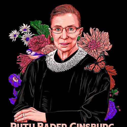 Portrait t-shirt with the title 'Ruth Bader Ginsburg'