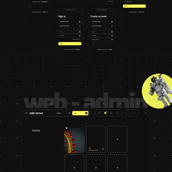 Adobe XD design with the title 'niitez - nightlife app'