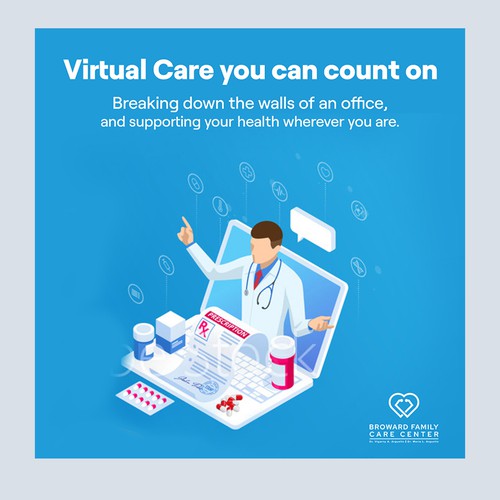 Ad design with the title 'Social Media Ads for Online Consultation'