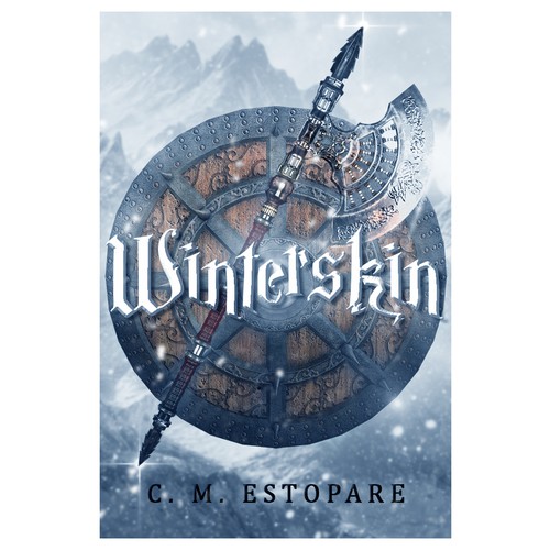 Viking book cover with the title 'Winterskin cover design'