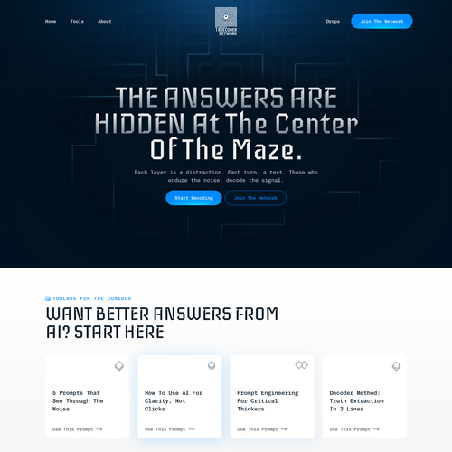 Education website with the title 'The Decoder Network'