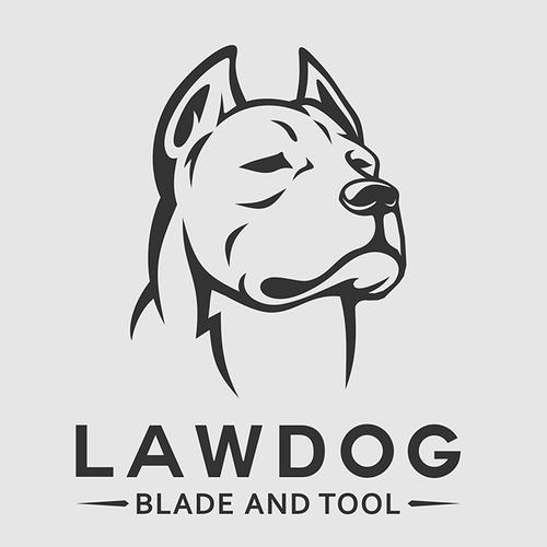 Blade design with the title 'Knife & Tool logo design - “Lawdog Blade & Tool”'