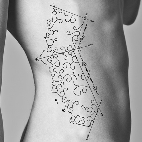 Paper artwork with the title 'California Tattoo'