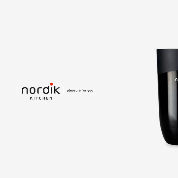Red and white logo with the title 'Nordik Kitchen'