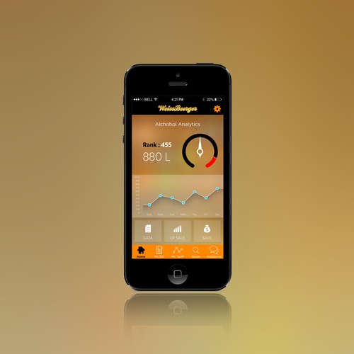 IPhone design with the title 'Alcohol Analytic App'