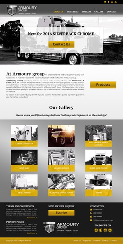 Gold website with the title 'Redesign custom truck parts website'