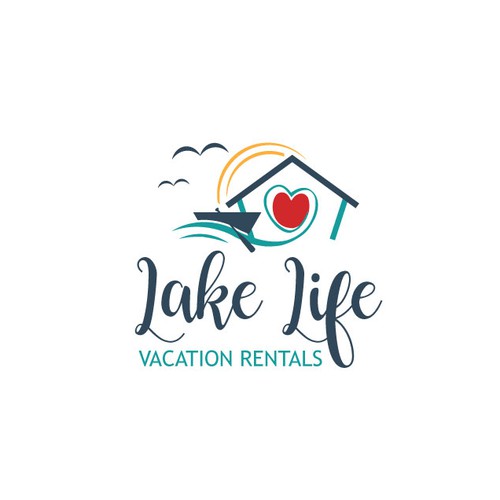 Vacation logo with the title 'Fun, simple lake life logo'