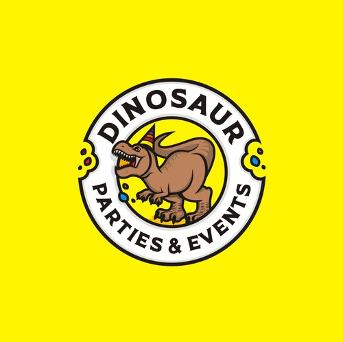 Event planning logo with the title 'Dinosaur birthday parties for children and events for all ages'