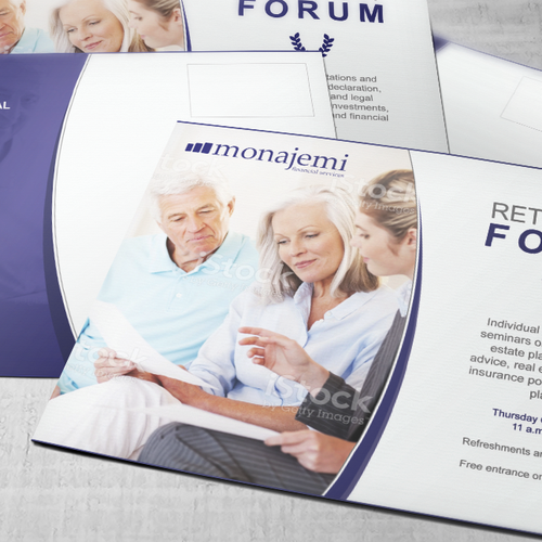 Retirement design with the title 'Attracting invitation for "Monajemi Financial Services"'