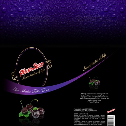 Vine design with the title 'PlumLoco Winery needs a new product label'