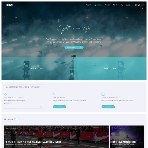 Architecture website with the title 'Flat design for Lighting company'
