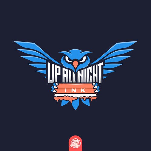 Printer logo with the title 'Up all night ink'