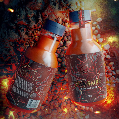 Hot sauce label with the title 'Volcano Sauce'