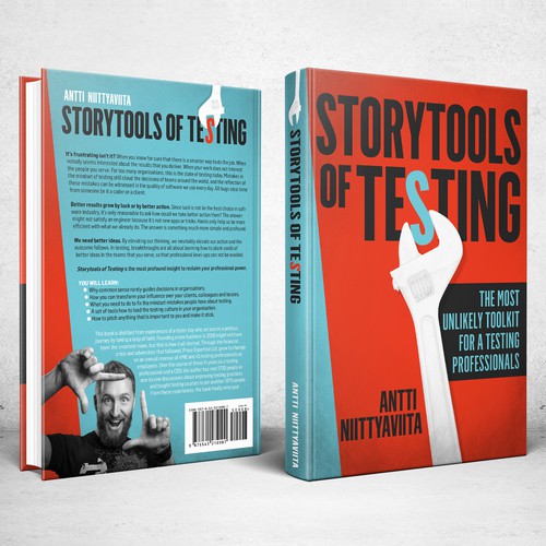 Tool design with the title 'Book cover for Storytools of Testing'