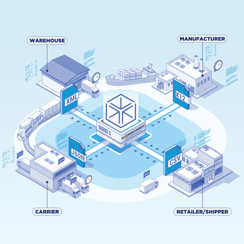 Infographic illustration with the title 'Illustration for a logistic diagram'