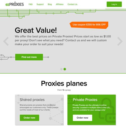 Infographic website with the title 'ezProxies web design'