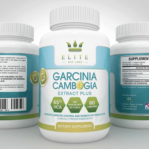 Vitamin label with the title 'Elite Bio Labs Supplements'