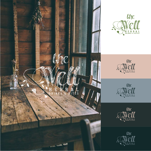 Herbal logo with the title 'Logo concept for herbal drinks and bites'