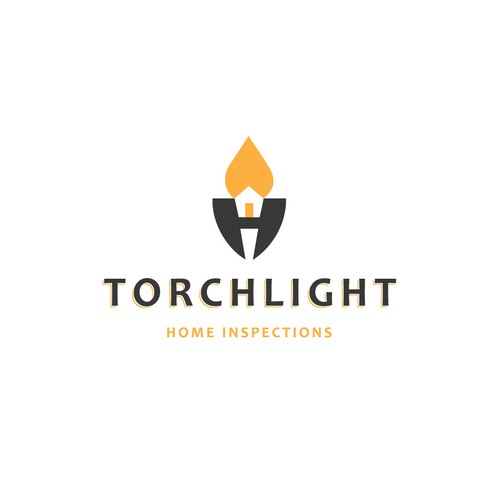 Torch logo with the title 'TORCHLIGHT - Home Inspections - Logo Design'