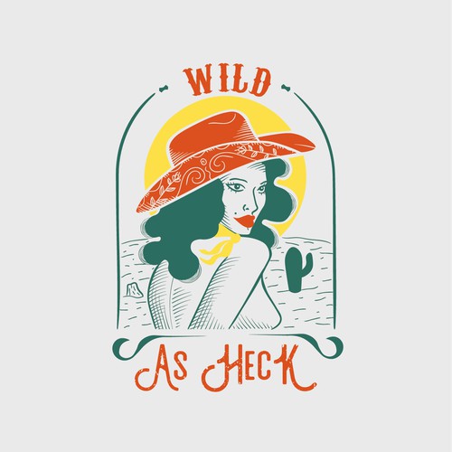 Pin-up girl logo with the title 'Wild as Heck logo'