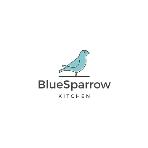 Sparrow logo with the title 'Logo for the Blue Sparrow Kitchen'