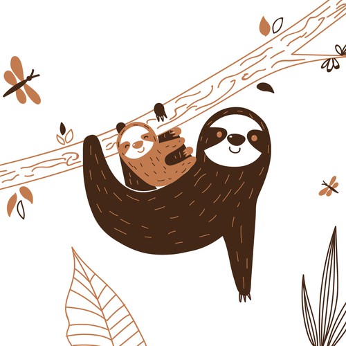 Happy design with the title 'Happy sloths'