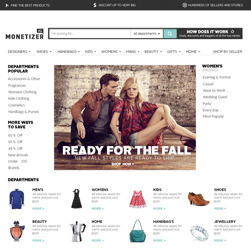 Fashion website with the title 'Website design contest for e-commerce shop (Monetizer AG)'