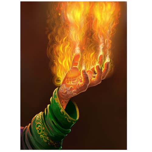 Fire artwork with the title 'Hand fire'