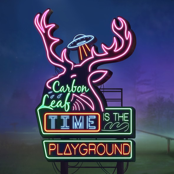 Sign illustration with the title '"Time is the Playground" -  Carbon Leaf'