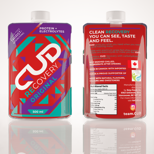 Geometric design with the title 'Recovery drink design'