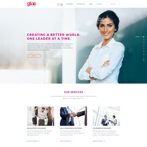 Big image website with the title 'Glue Landing Page'
