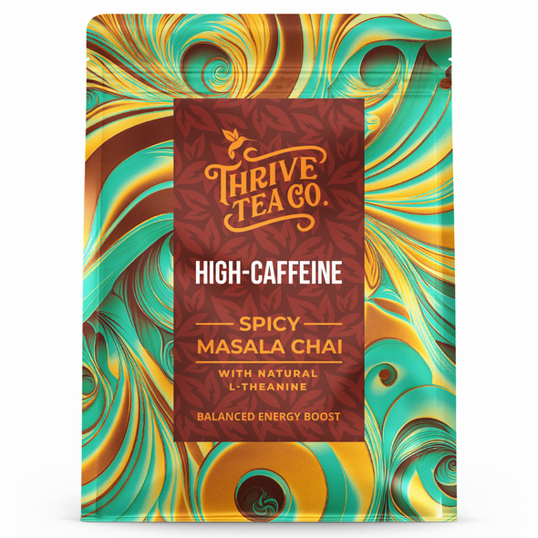 Energy label with the title 'Vibrant and Invigorating: Spicy Masala Chai Packaging Design'