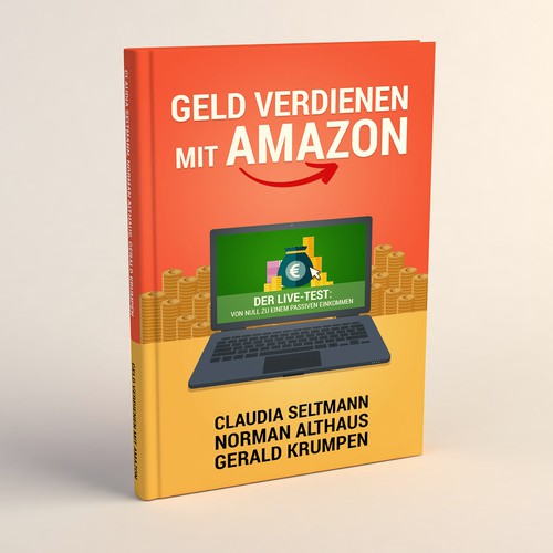Yellow book cover with the title 'Clean and simple design for tips on how to make money on Amazon'