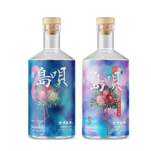 Flamingo design with the title 'whiskey'