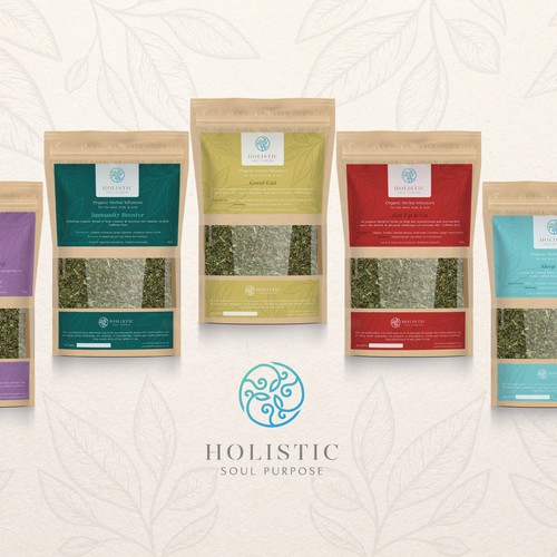 Tea packaging with the title 'Holistic Soul  Purpose Label'
