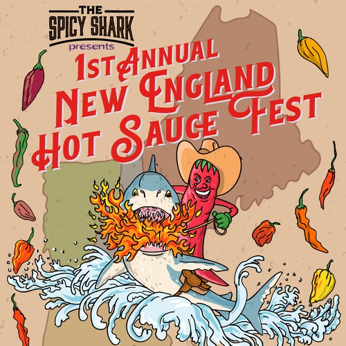 Chili pepper design with the title 'New Logo for the 1st Annual New England Hot Sauce Fest'