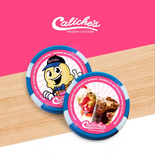 Ice cream shop design with the title 'Caliches Poker Chips'