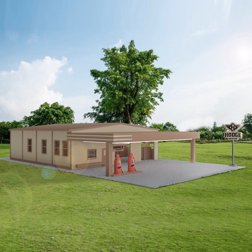 Building artwork with the title 'building design for Hodge Compressor'