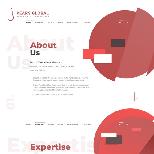 Real estate website with the title 'Pears Global'