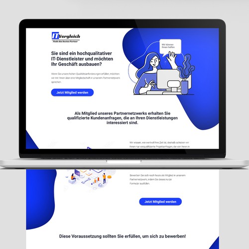 Funnel design with the title 'Landingpage Re-design (IT-Vergleich)'