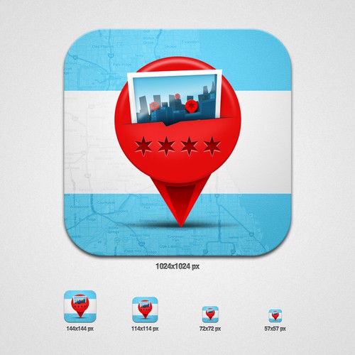 Rating design with the title 'Chicago 311 service - iOS Icon (2pensmedia Inc.)'