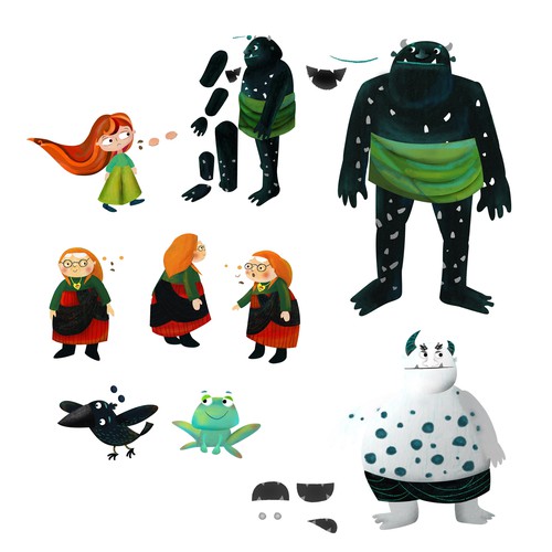 Animated illustration with the title 'characters'