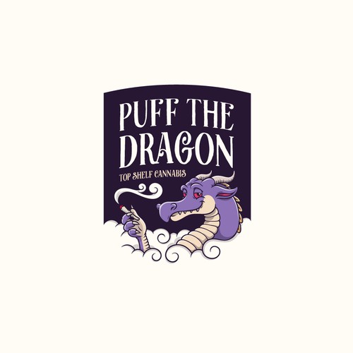 Dragon logo with the title 'Whimsical Logo for Cannabis Product'