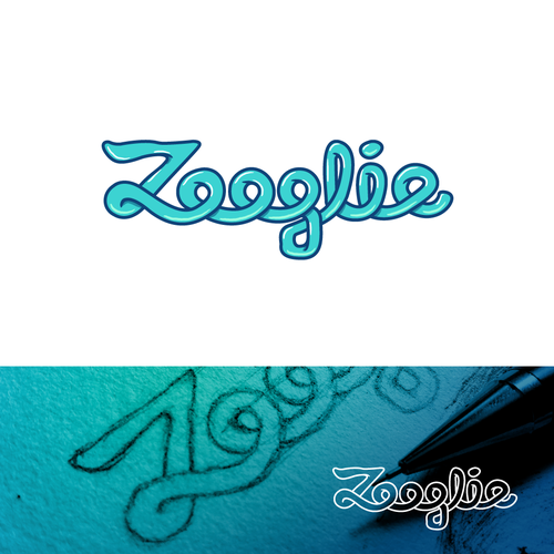 Zoo logo with the title 'Zooglie Hand-drawn Logo'