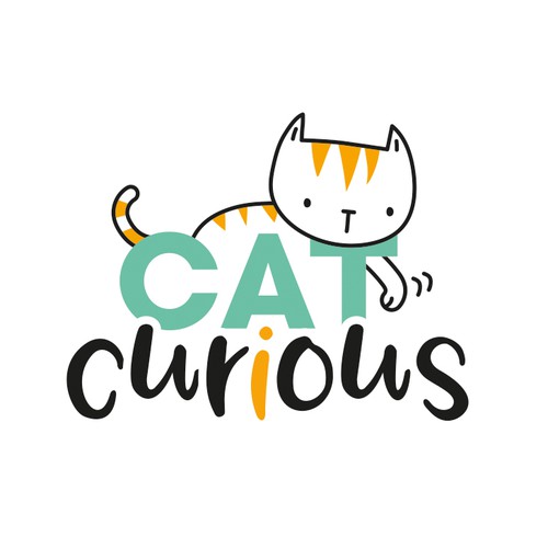 Cute cat logo with the title 'Cute cat vector illustration logo design'