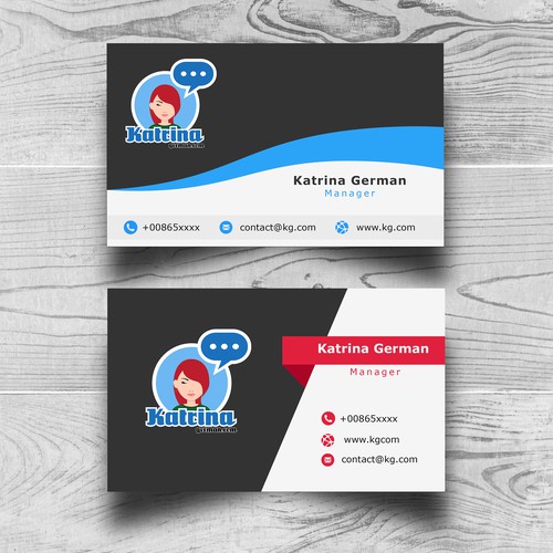 Name card design with the title 'Consept, Woman Face'