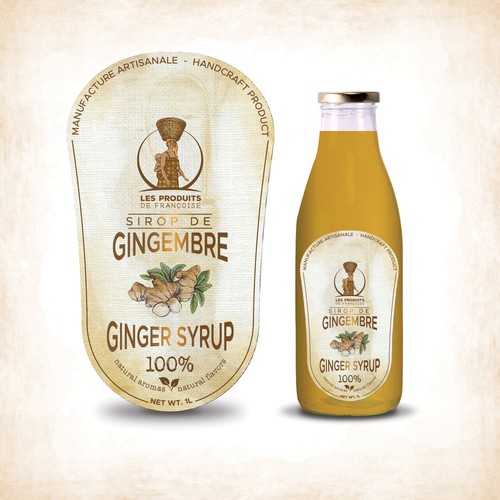 Beverage label with the title 'ginger syrup label'