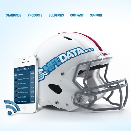 Mobile app website with the title 'Help NFLData.com with a new website design'
