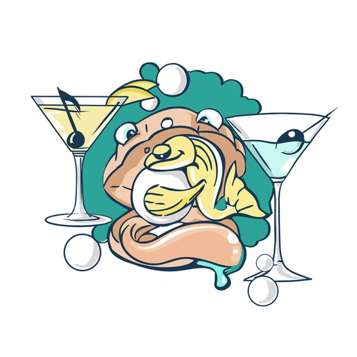 Restaurant artwork with the title 'Fish and Shell T-shirt illustration'